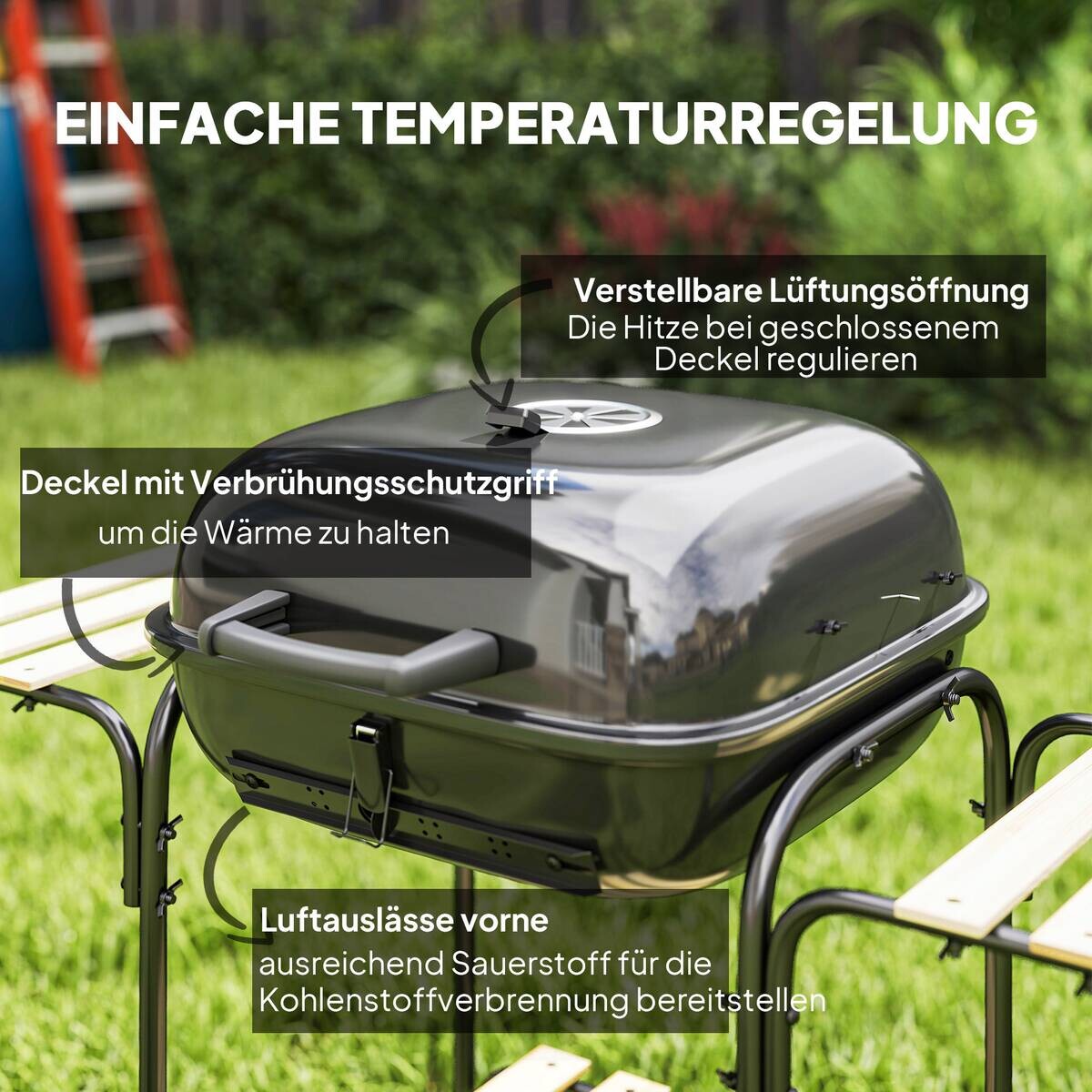 Outsunny Grill Stahl B/H/L: ca. 54x91x98 cm