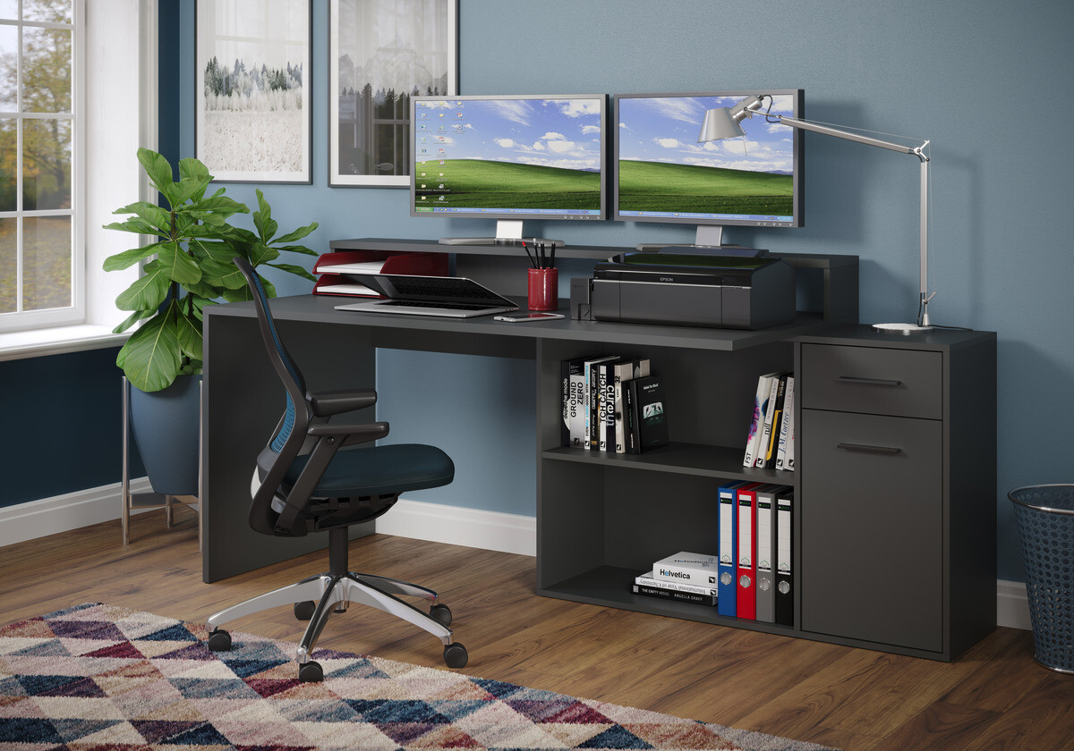 Schreibtisch Gamer anthrazit matt B/H/T: ca. 160x92x115 cm