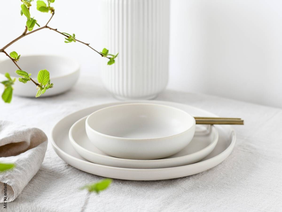 CreaTable Tafelservice Uno offwhite Steinzeug 12 tlg.