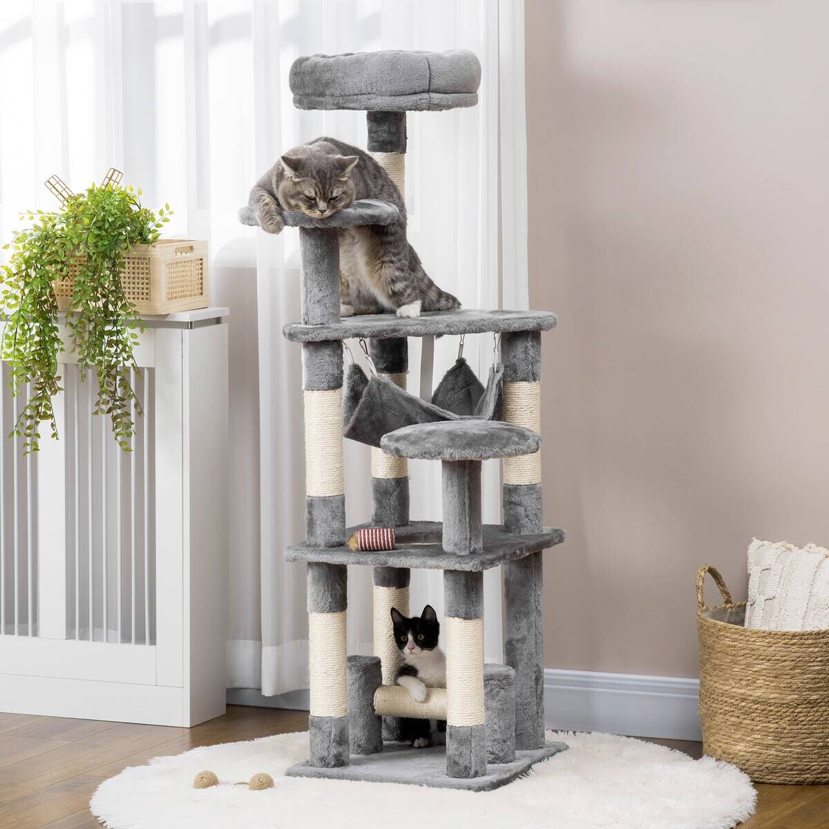 PawHut Katzen-Zubehör grau Edelstahl B/H/L: ca. 40x40x132 cm