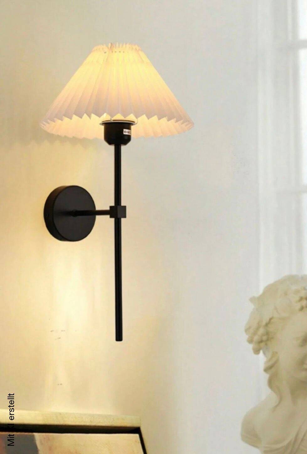 Wandleuchte creme schwarz Metall PVC B/H/L/D: ca. 22x49x22x22 cm E27 1 Brennstellen