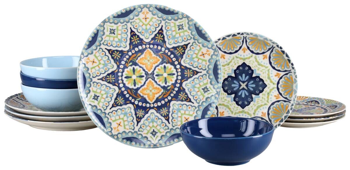 CreaTable Tafelservice blau Steinzeug 12 tlg.