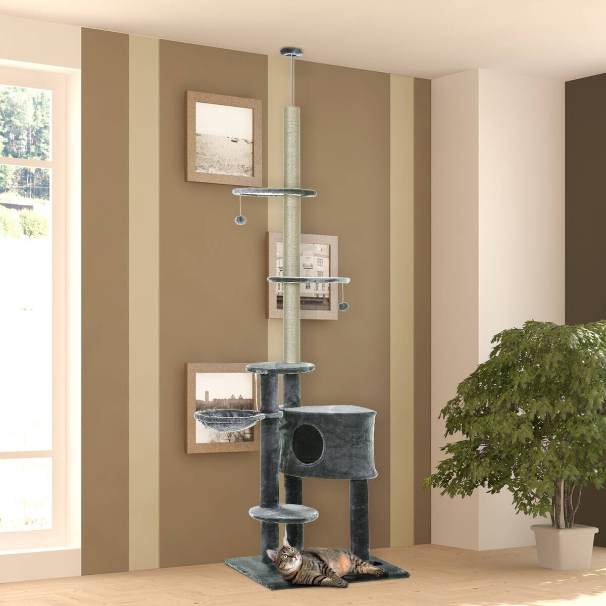 PawHut Kratzbaum grau Polypropylen B/H/L: ca. 45x55x265 cm