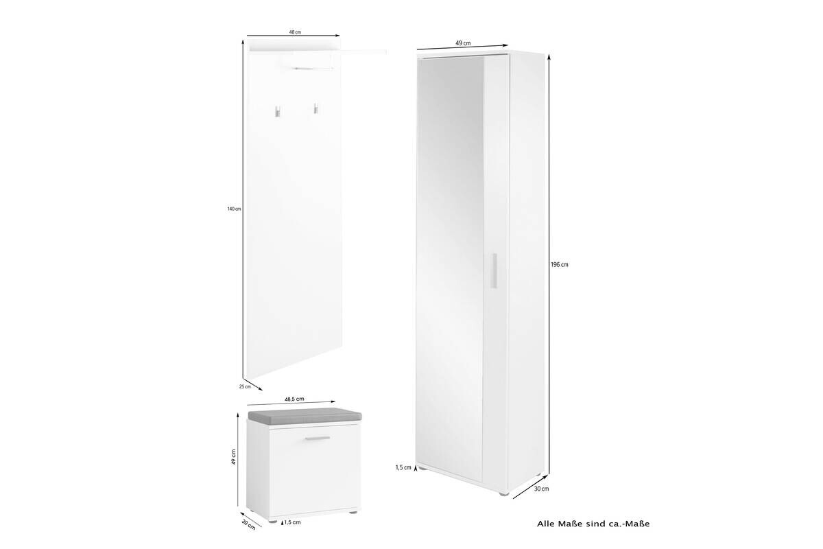 Garderobenset JAKOB Set 3-tlg. anthrazit