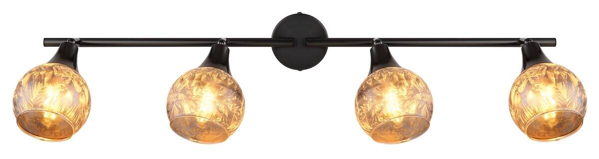 GLOBO Strahler schwarz Chrom Metall Glas B/H/L: ca. 11x37x21 cm E14 4 Brennstellen