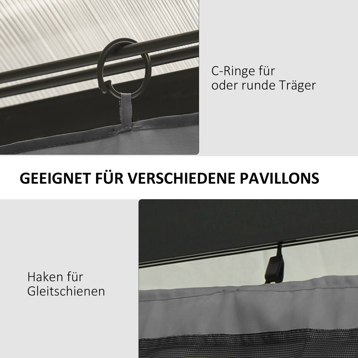 Outsunny Pavillon-Zubehör hellgrau Edelstahl H/L: ca. 302x205 cm