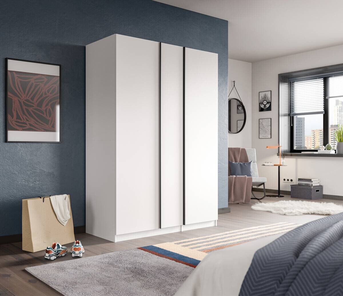 Kleiderschrank OAKLAND weiß B/H/T: ca. 130x183x53 cm