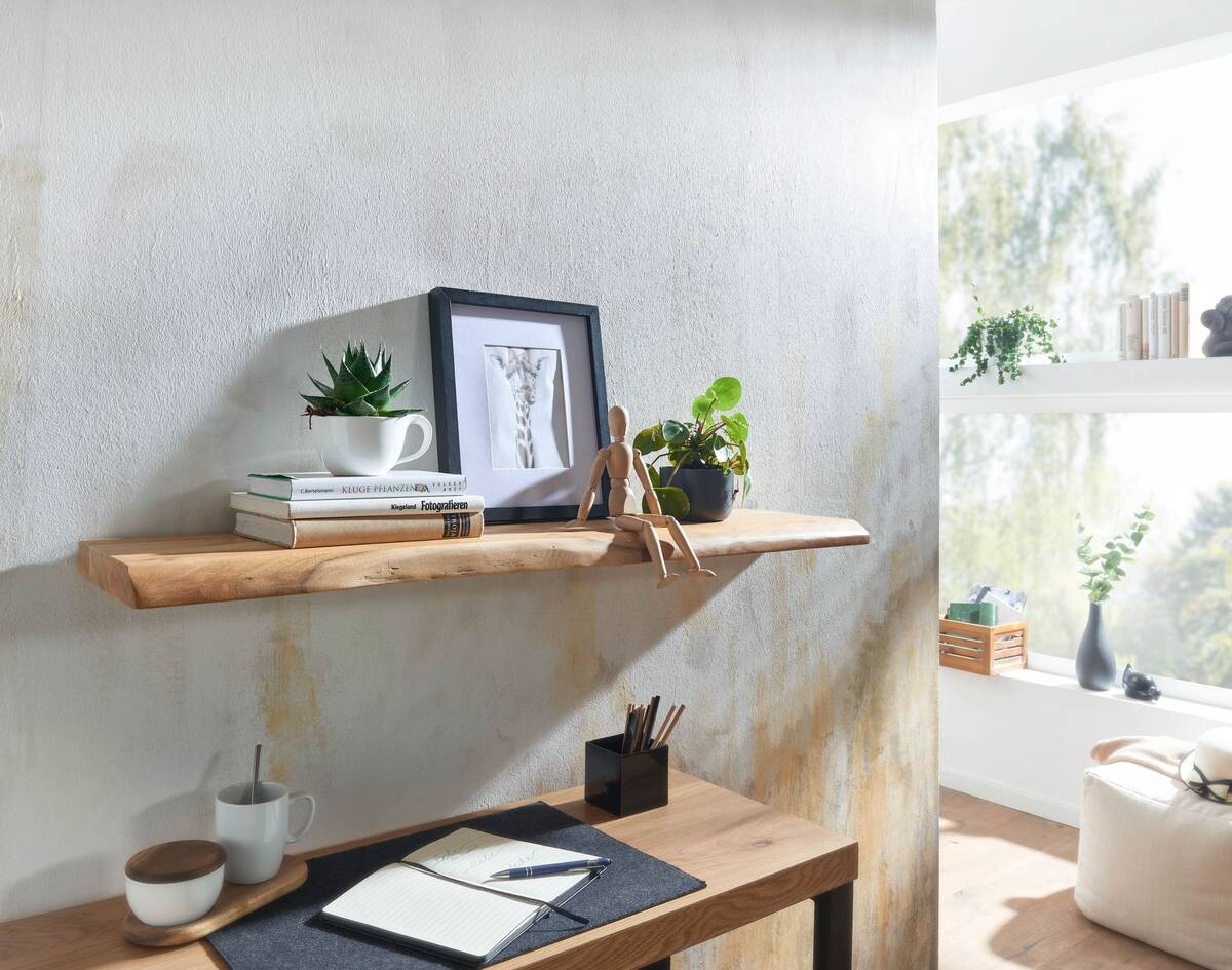 Wandregal braun Holz B/H/T: ca. 100x4x26 cm