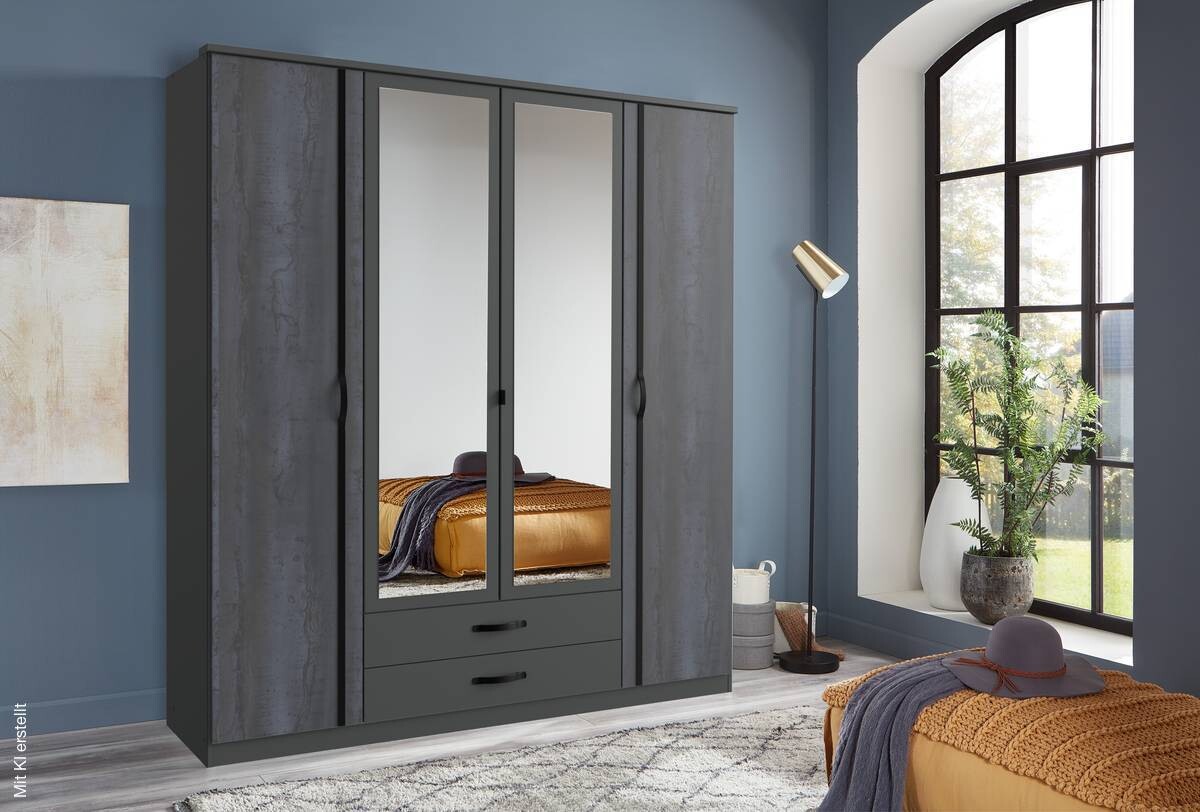 Kleiderschrank Duo2 Digi-Steel Optik Graphit B/H/T: ca. 179x199x58 cm