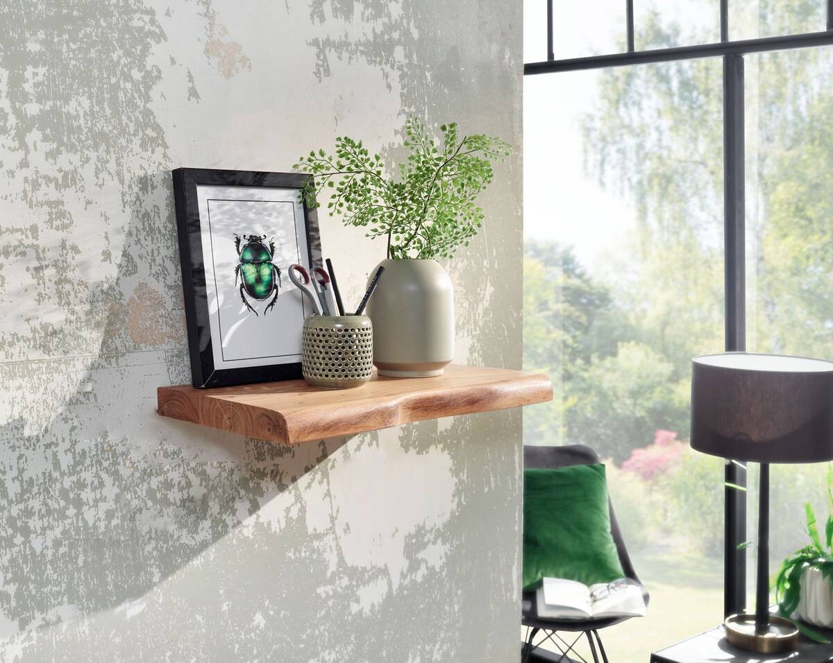 Wandregal braun Holz B/H/T: ca. 40x4x26 cm