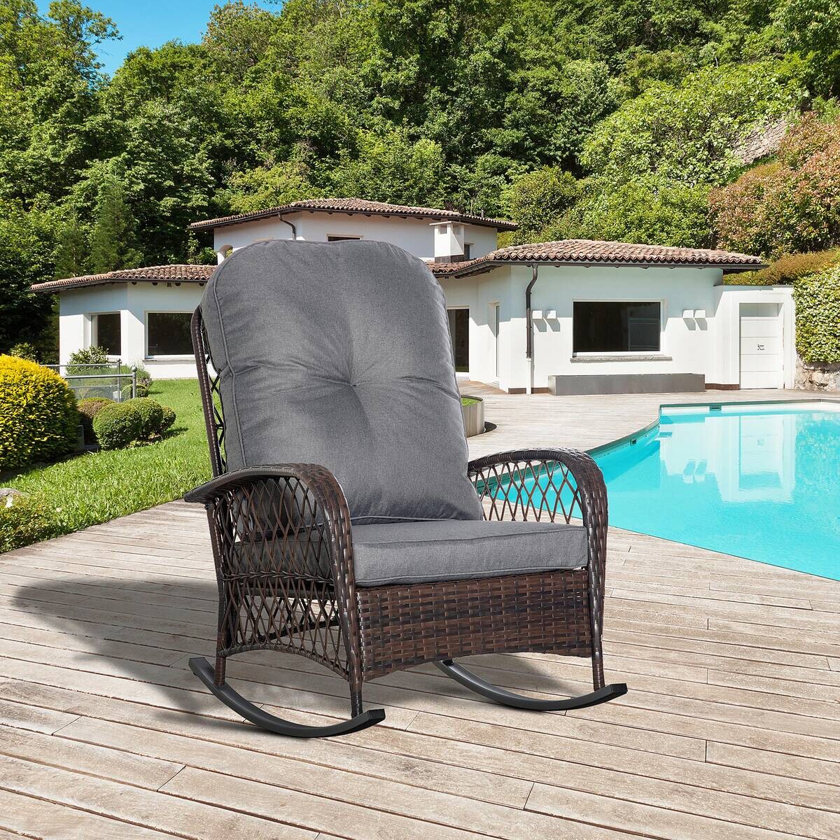 Outsunny Gartensessel braun Polypropylen B/H/L: ca. 98x75x91 cm