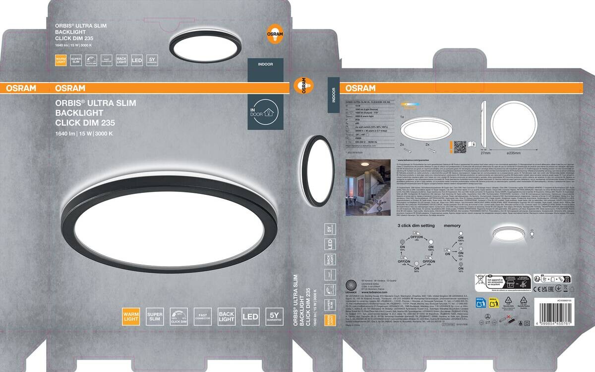 LED-Deckenleuchte Orbis schwarz Kunststoff