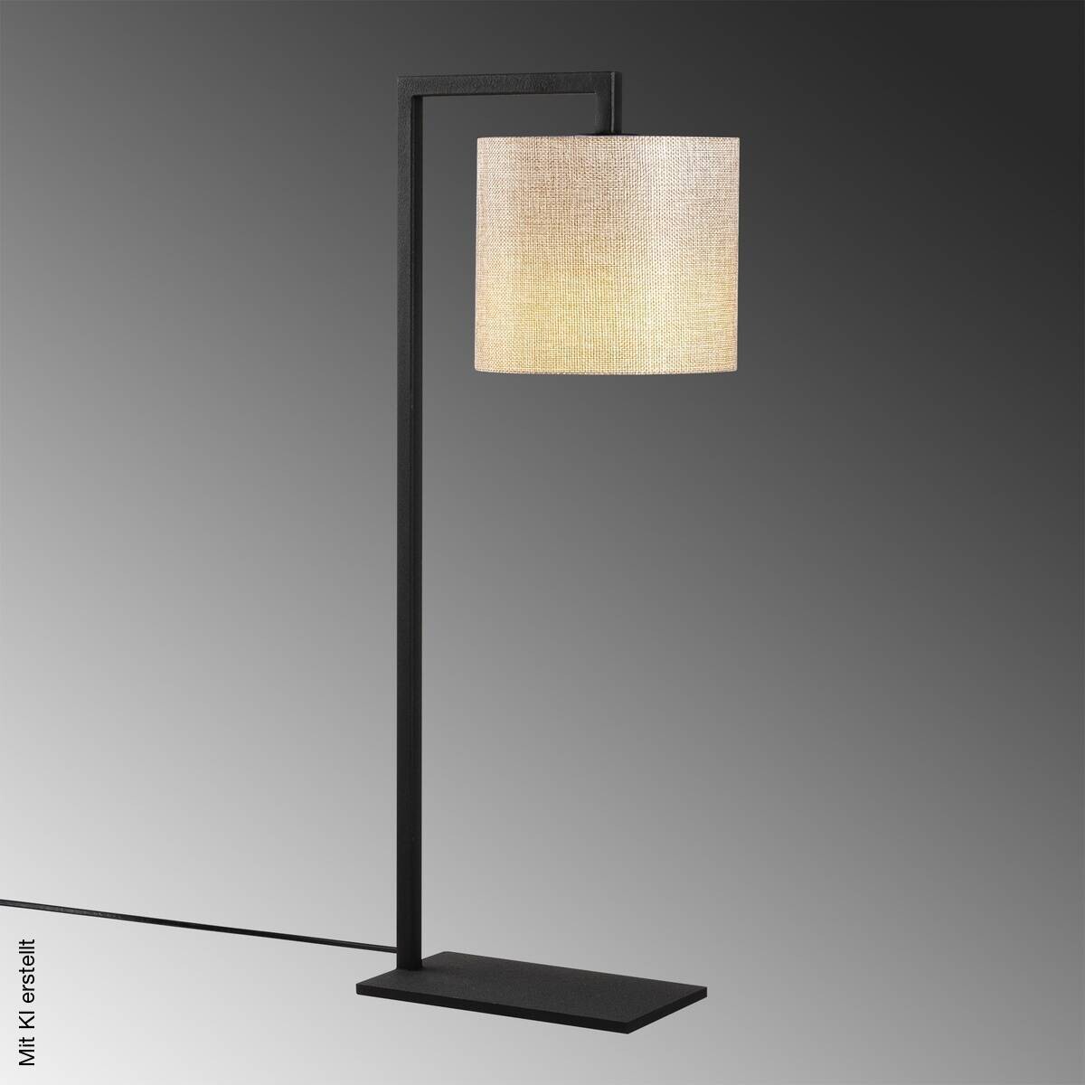 Opviq Tischleuchte schwarz creme Metall B/H/L: ca. 20x65x27 cm E27 1 Brennstellen