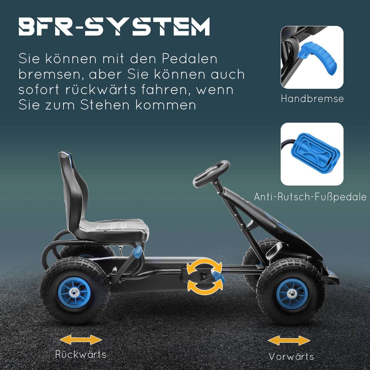 AIYAPLAY Go Kart schwarz B/H/L: ca. 58x61x121 cm
