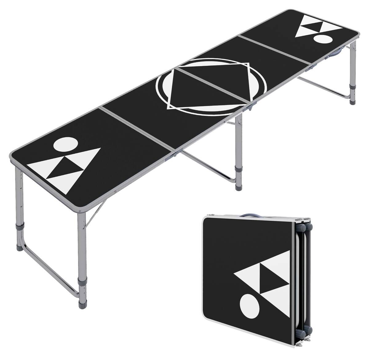Outsunny Bierpong-Tisch schwarz Aluminium B/H/L: ca. 60x240x70 cm