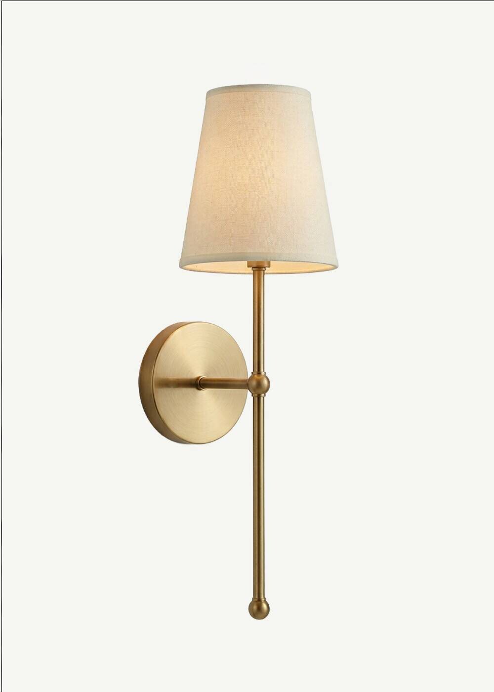 Wandleuchte gold creme Stoff Metall B/H/L/D: ca. 15x50x15x15 cm E27 1 Brennstellen