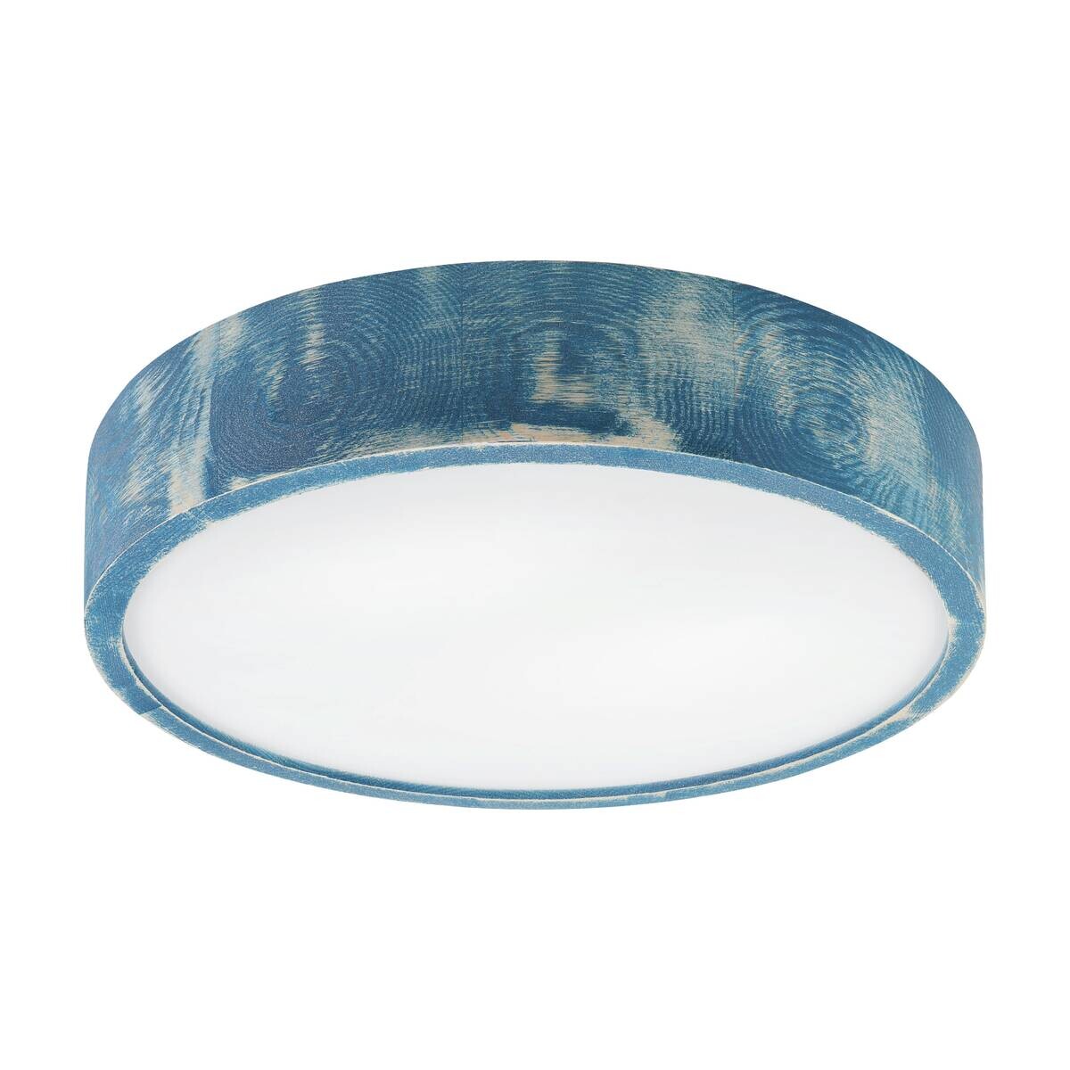 Lamkur Deckenleuchte blau hellbraun Glas Holz B/H/L: ca. 38x38x10 cm 2 Brennstellen
