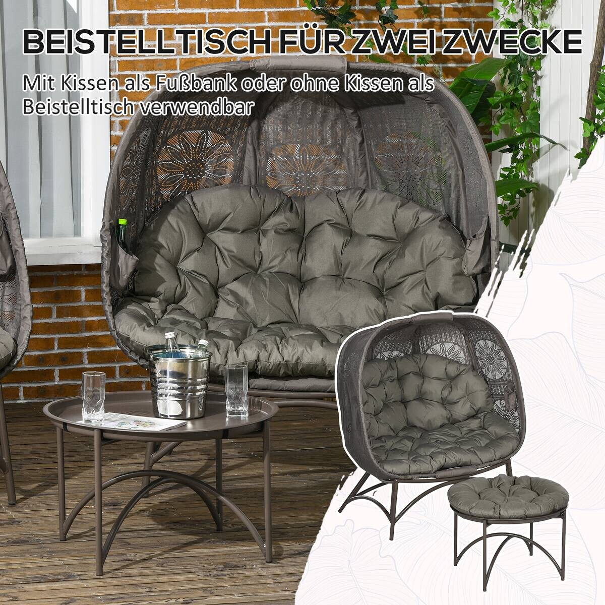 Outsunny Gartenstuhl sand Polypropylen B/H/L: ca. 75x126x142 cm