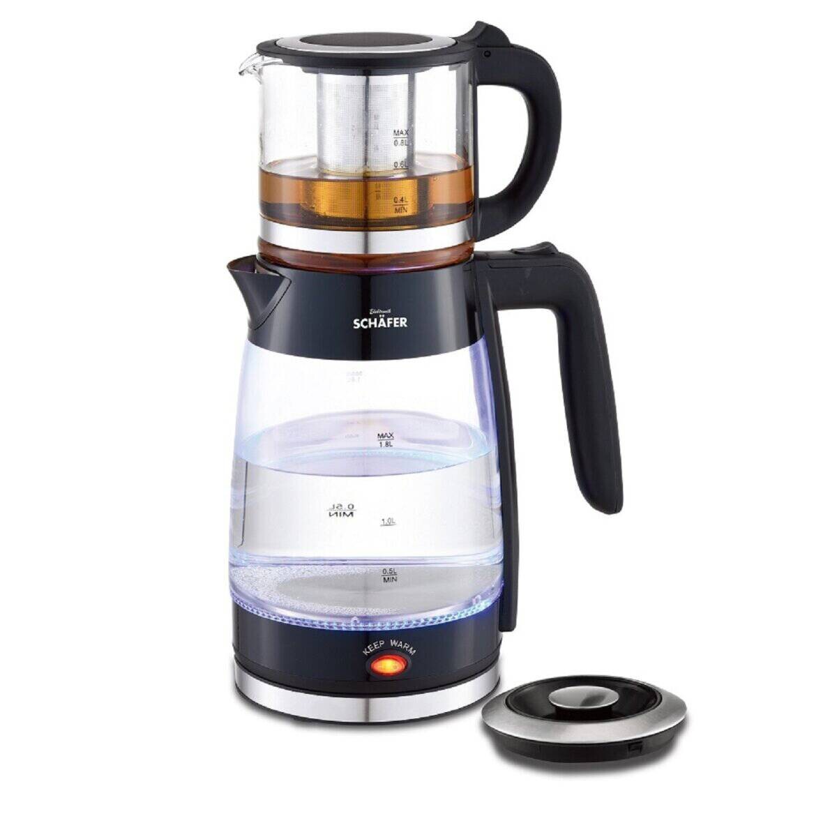 SCHÄFER Teekocher 74269 transparent Glas Stahl ca. 2,6 l