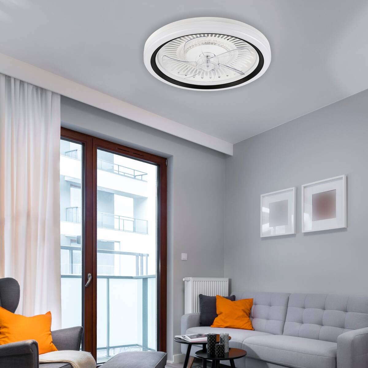 Lamkur LED-Deckenventilator FALCO 49908 schwarz weiß H/L: ca. 17x50 cm max. 40 W
