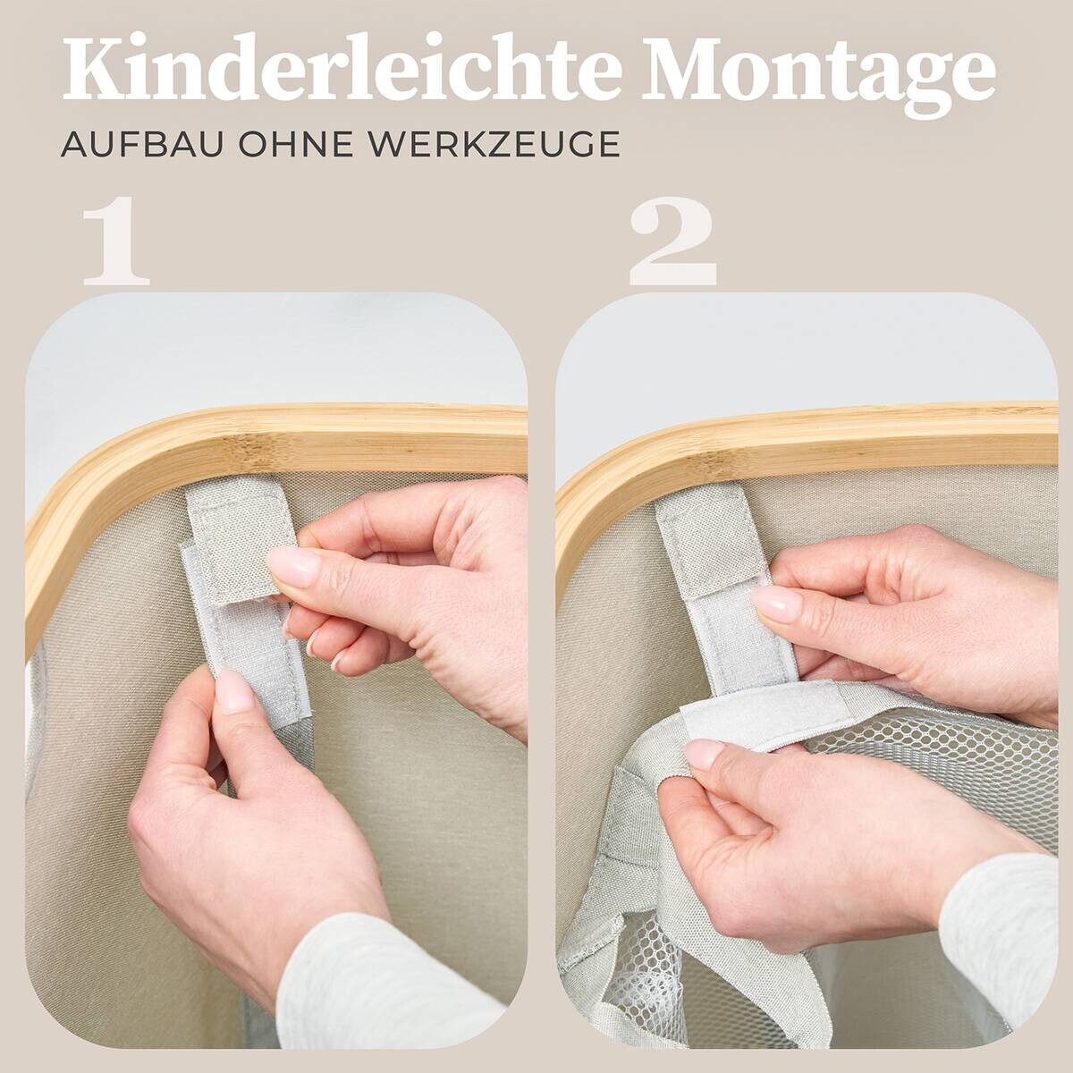 Wäschekorb beige Kunststoff B/H/L: ca. 36,5x67x61 cm