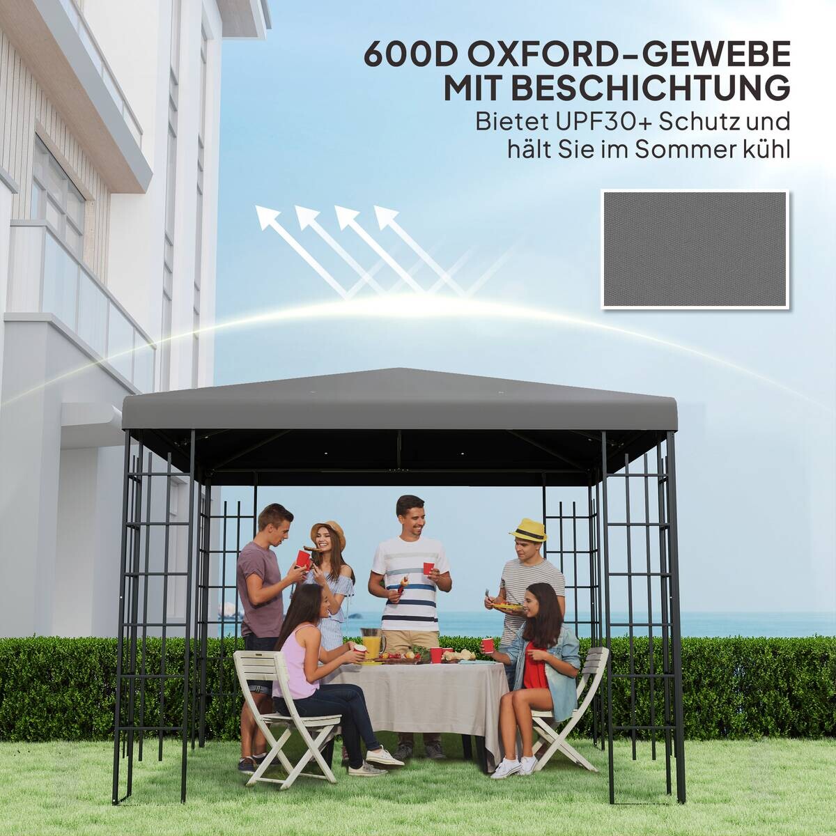 Outsunny Pavillondach dunkelgrau Metall B/H/L: ca. 298x1x298 cm