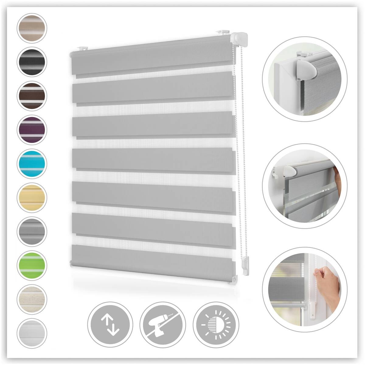 LICHTBLICK Doppelrollo Duo grau B/L: ca. 70x220 cm